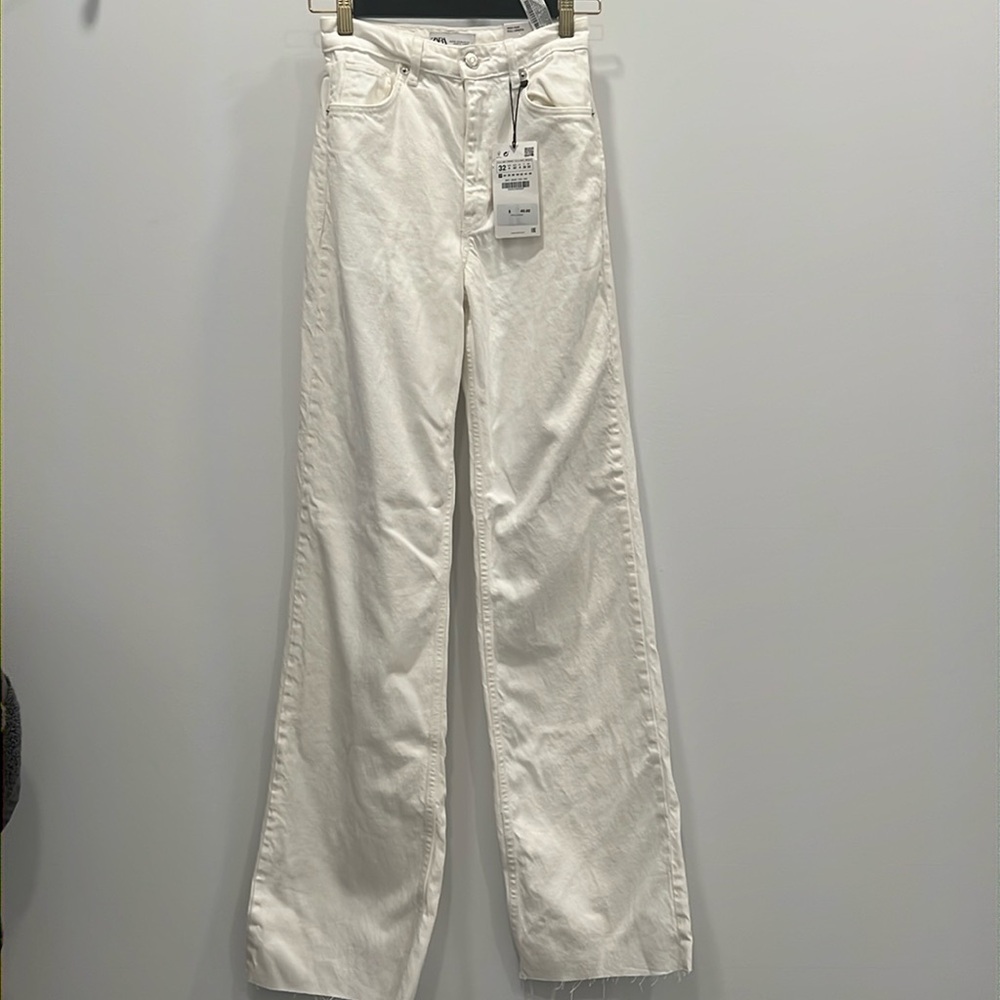 Zara White High Rise Full Length Jeans NWT